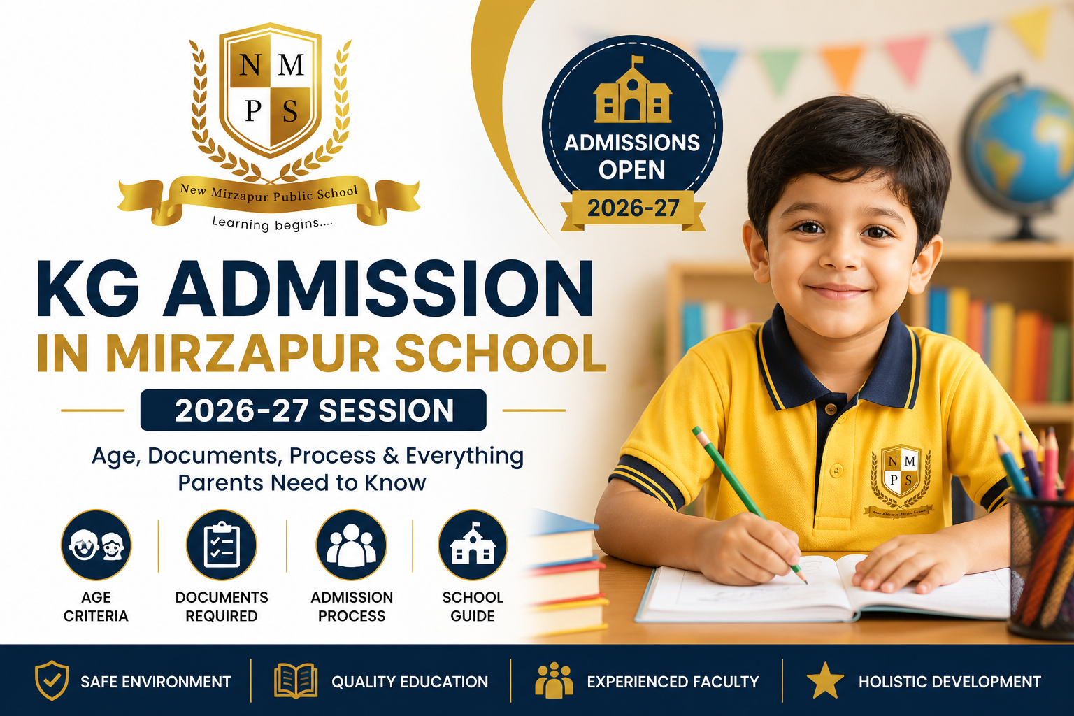 KG admission in Mirzapur school 2026-27 with age criteria, documents and process at New Mirzapur Public School