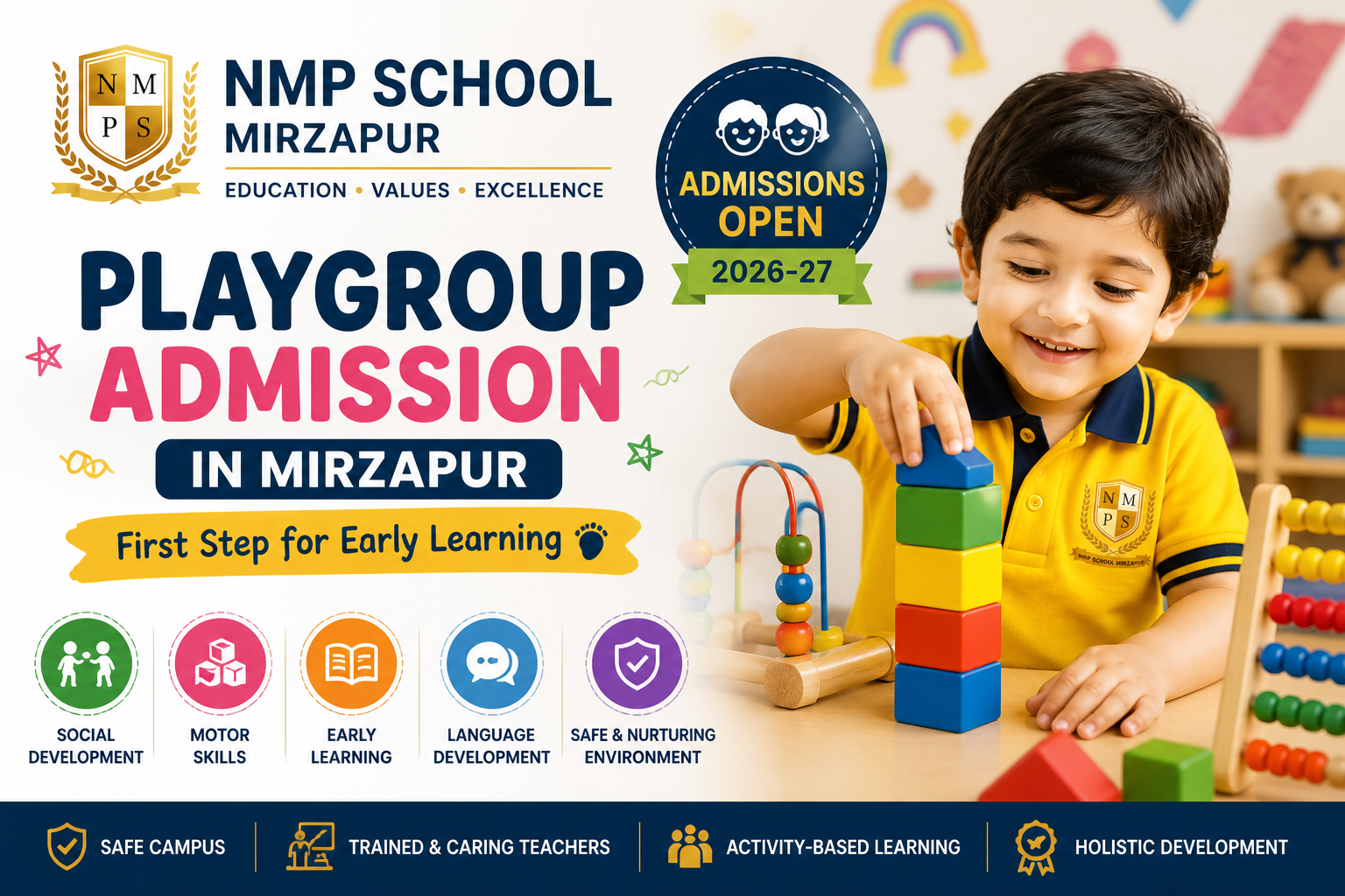 playgroup admission in Mirzapur early learning kids school NMP School